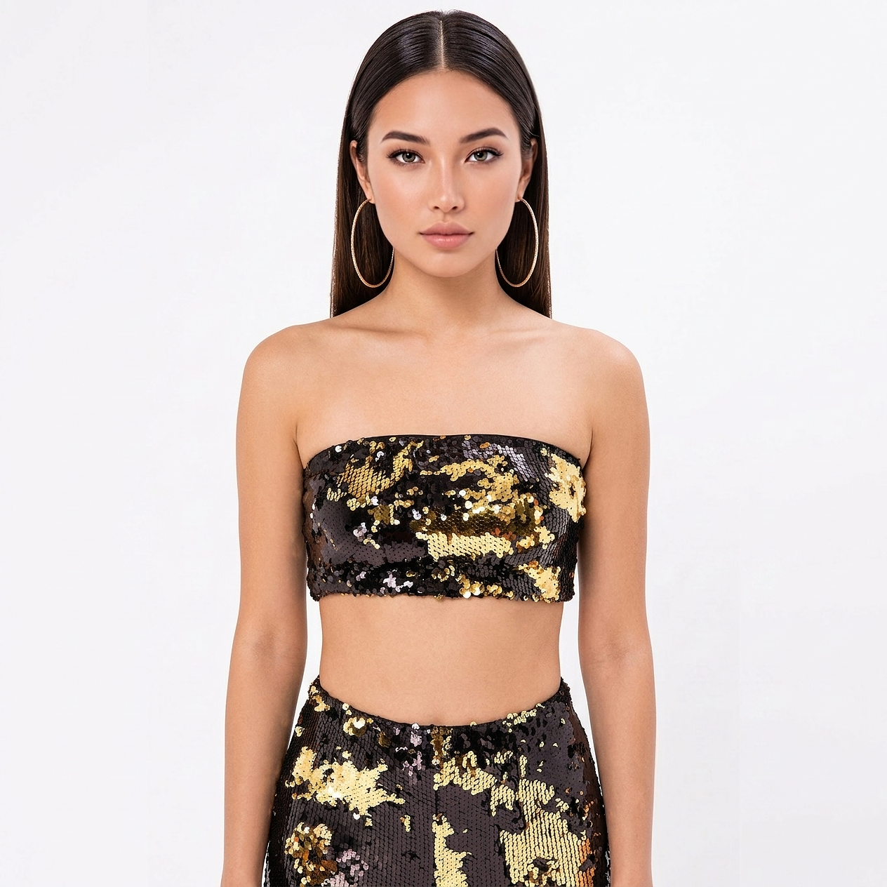 Lilly Dual Color Sequin Bandeau Tube Top