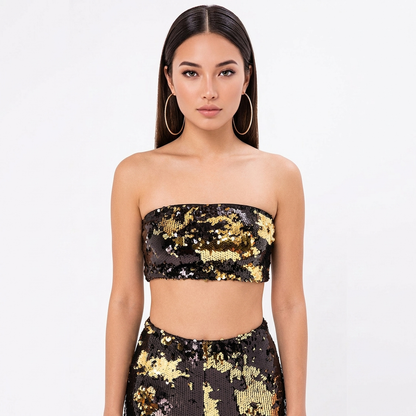 Lilly Dual Color Sequin Bandeau Tube Top