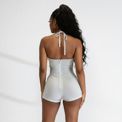 Ava Rhinestone Bodice Glitter Romper