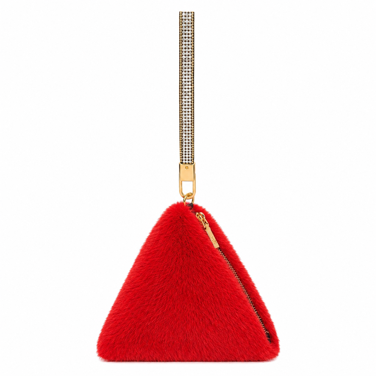Pyramid Faux Fur Diamante Strap Bag Multiple Colors