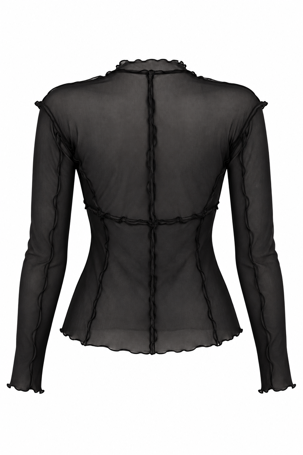 Semi-Sheer Mesh Tie-Front Top