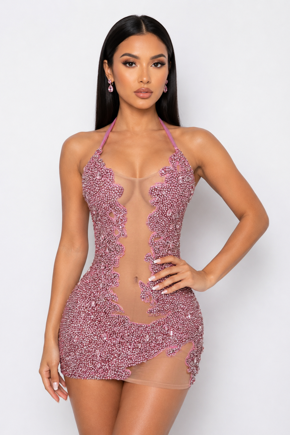 As Seen on Britney Spears | Everly Beaded Rhinestone Mini Dress
