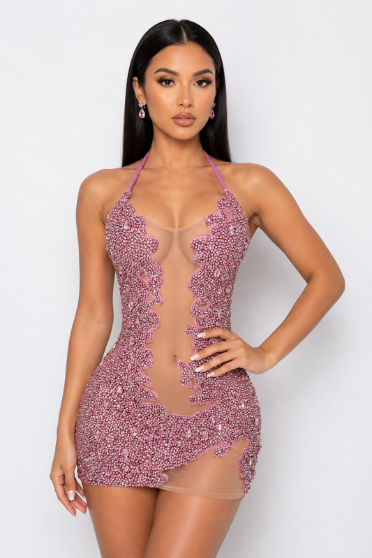 As Seen on Britney Spears | Everly Beaded Rhinestone Mini Dress
