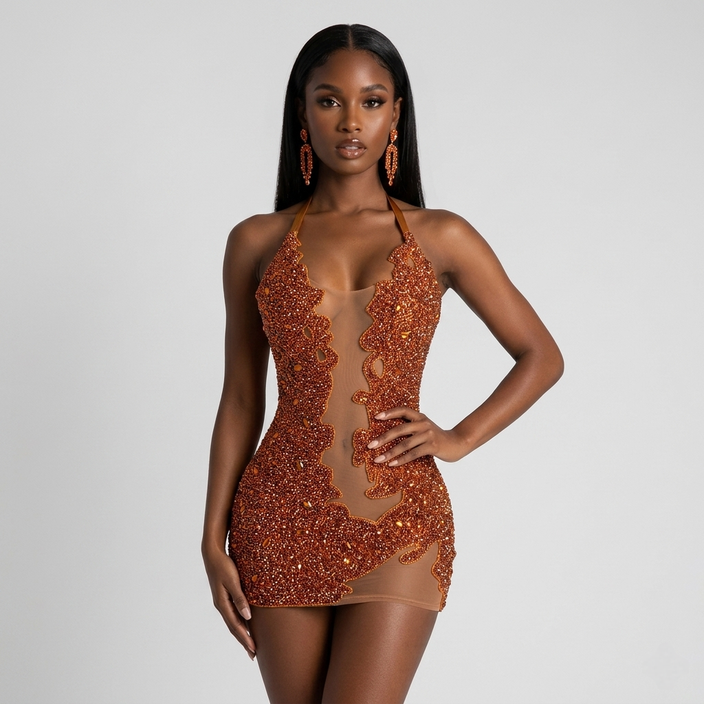 Everly Beaded Rhinestone Mini Dress | As Seen on Britney Spears