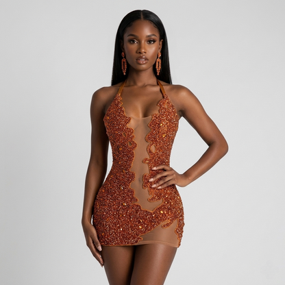 Everly Beaded Rhinestone Mini Dress | As Seen on Britney Spears