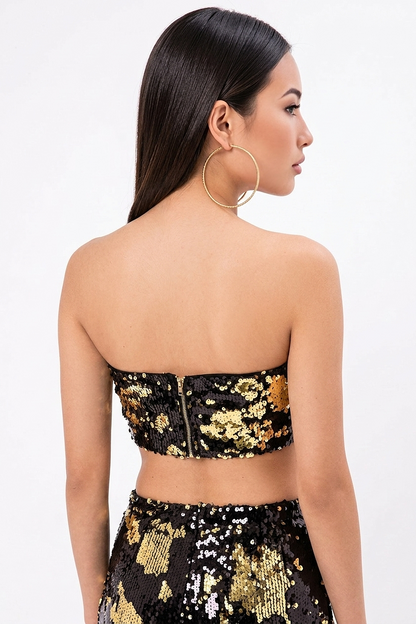 Lilly Dual Color Sequin Bandeau Tube Top