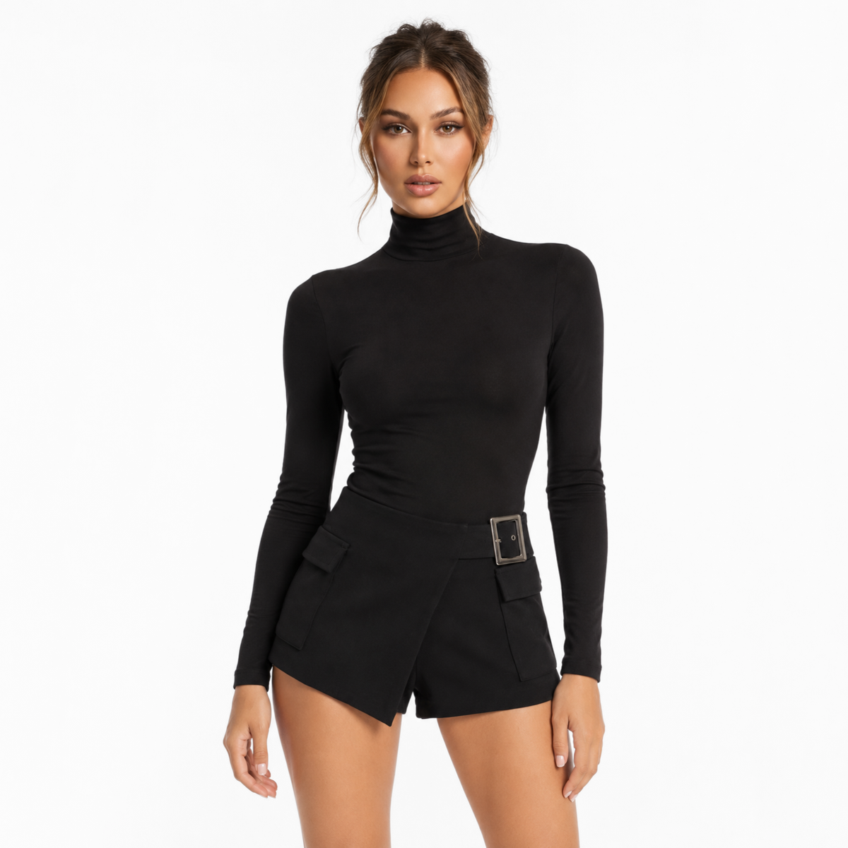 Asymmetrical Buckle Shorts