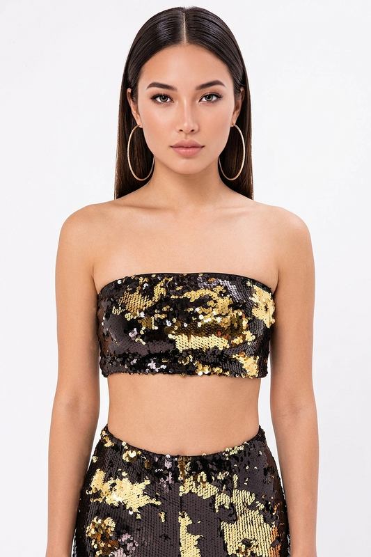 Lilly Dual Color Sequin Bandeau Tube Top