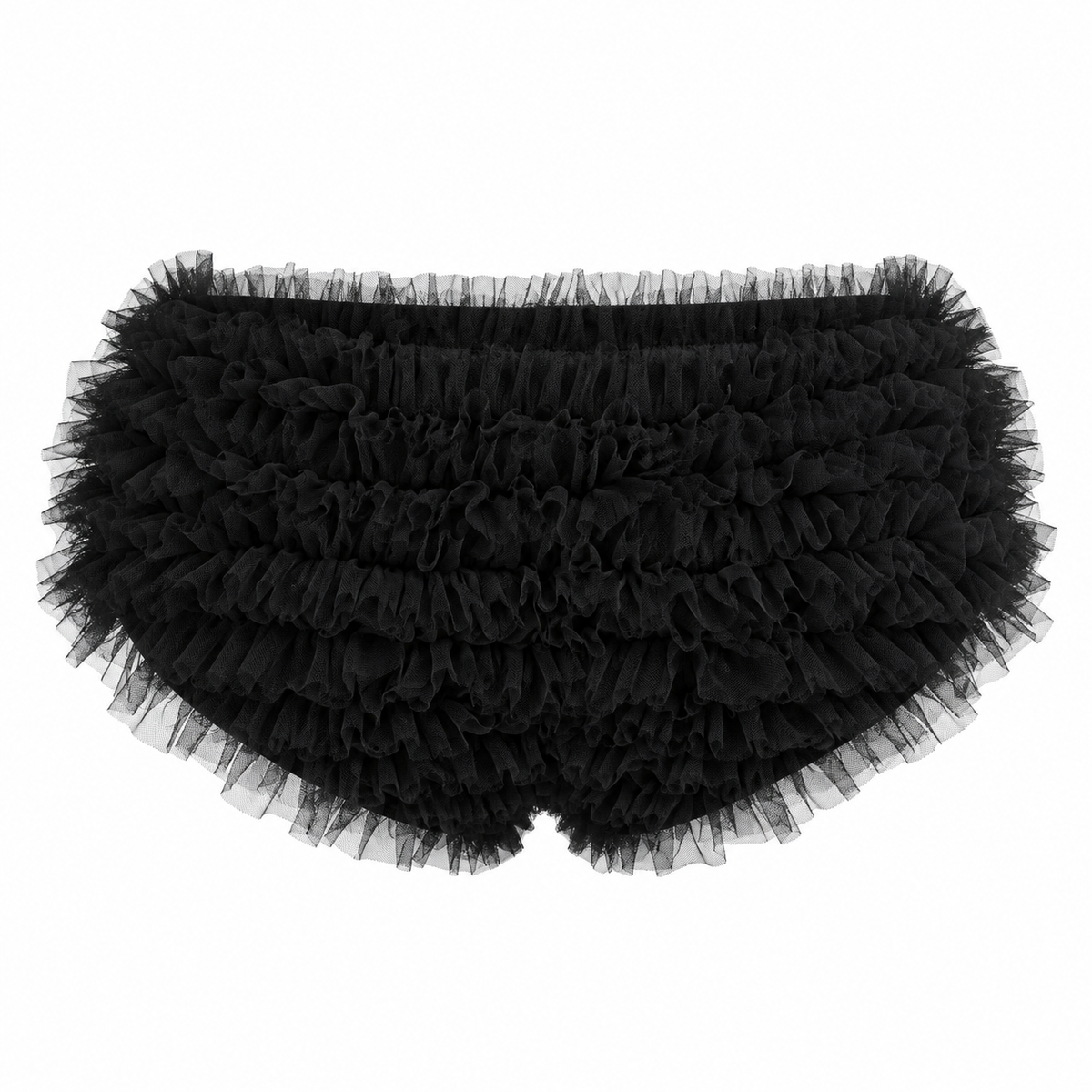 Mesh-Trimmed Ruffle Mini Shorts