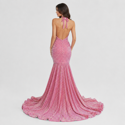 Ari Rhinestone Embellished Sequin Gown