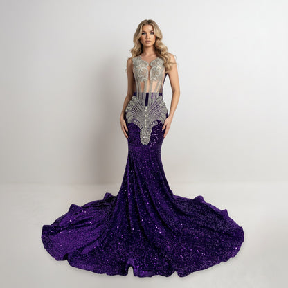 Hadley Rhinestone Embellished Sequin Gown