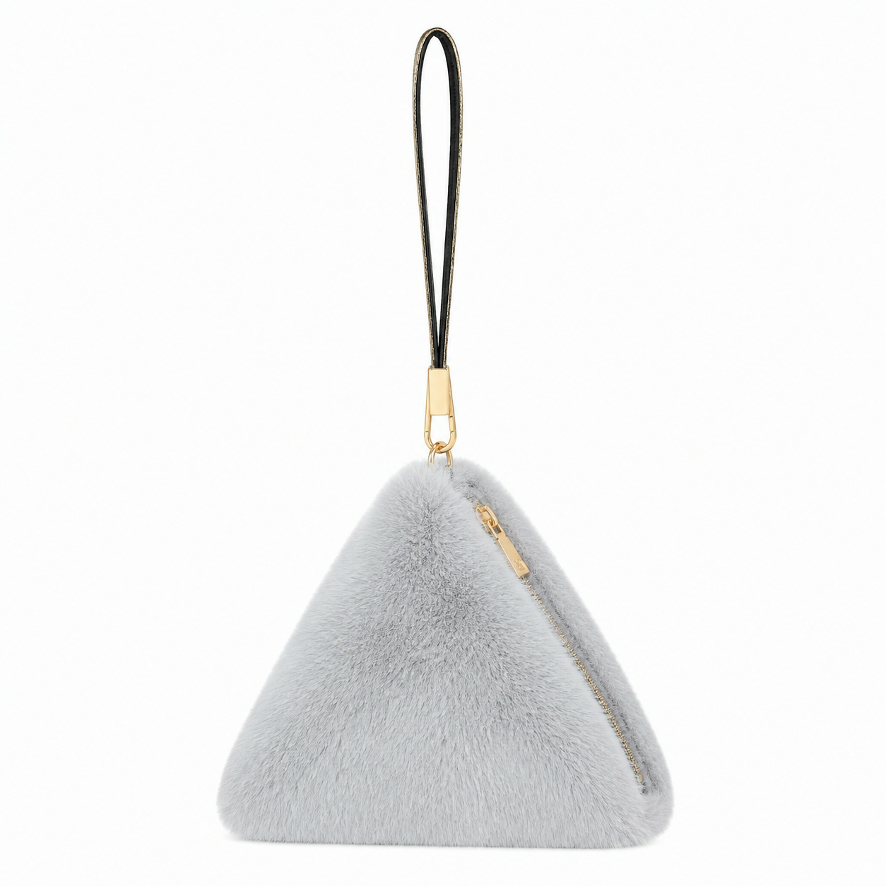 Pyramid Faux Fur Diamante Strap Bag Multiple Colors