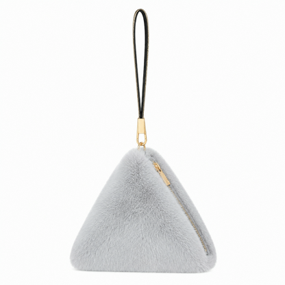 Pyramid Faux Fur Diamante Strap Bag Multiple Colors
