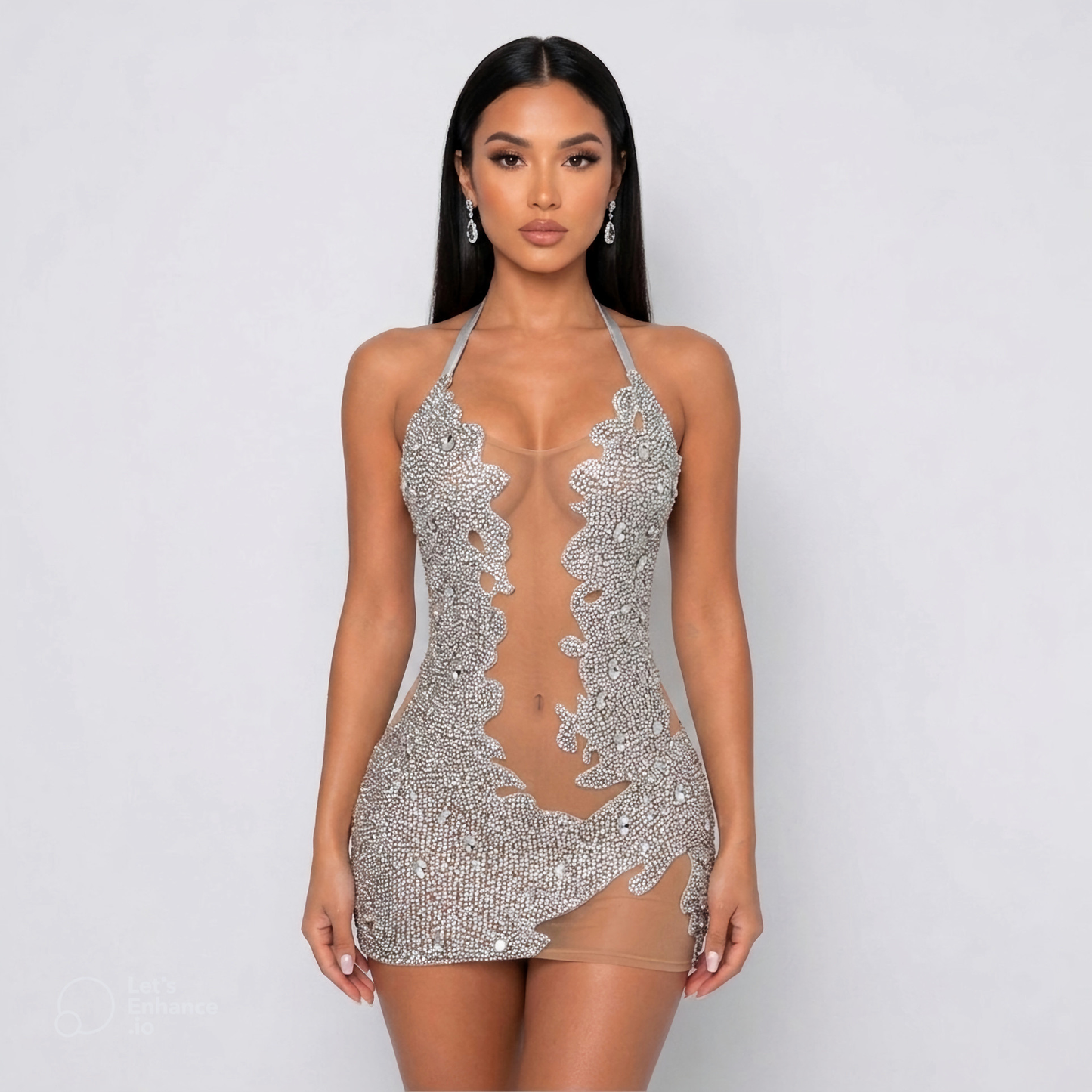 Everly Beaded Rhinestone Mini Dress | As Seen on Britney Spears