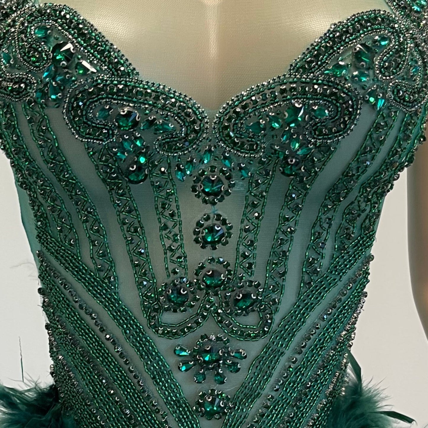 Aria Beaded Scalloped Feather Mini Dress