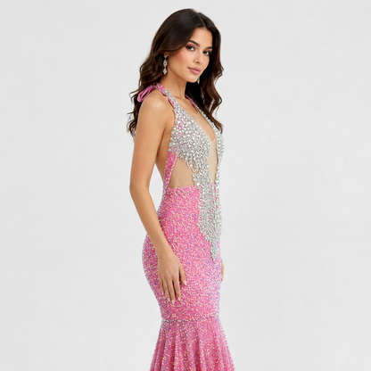 Ari Rhinestone Embellished Sequin Gown