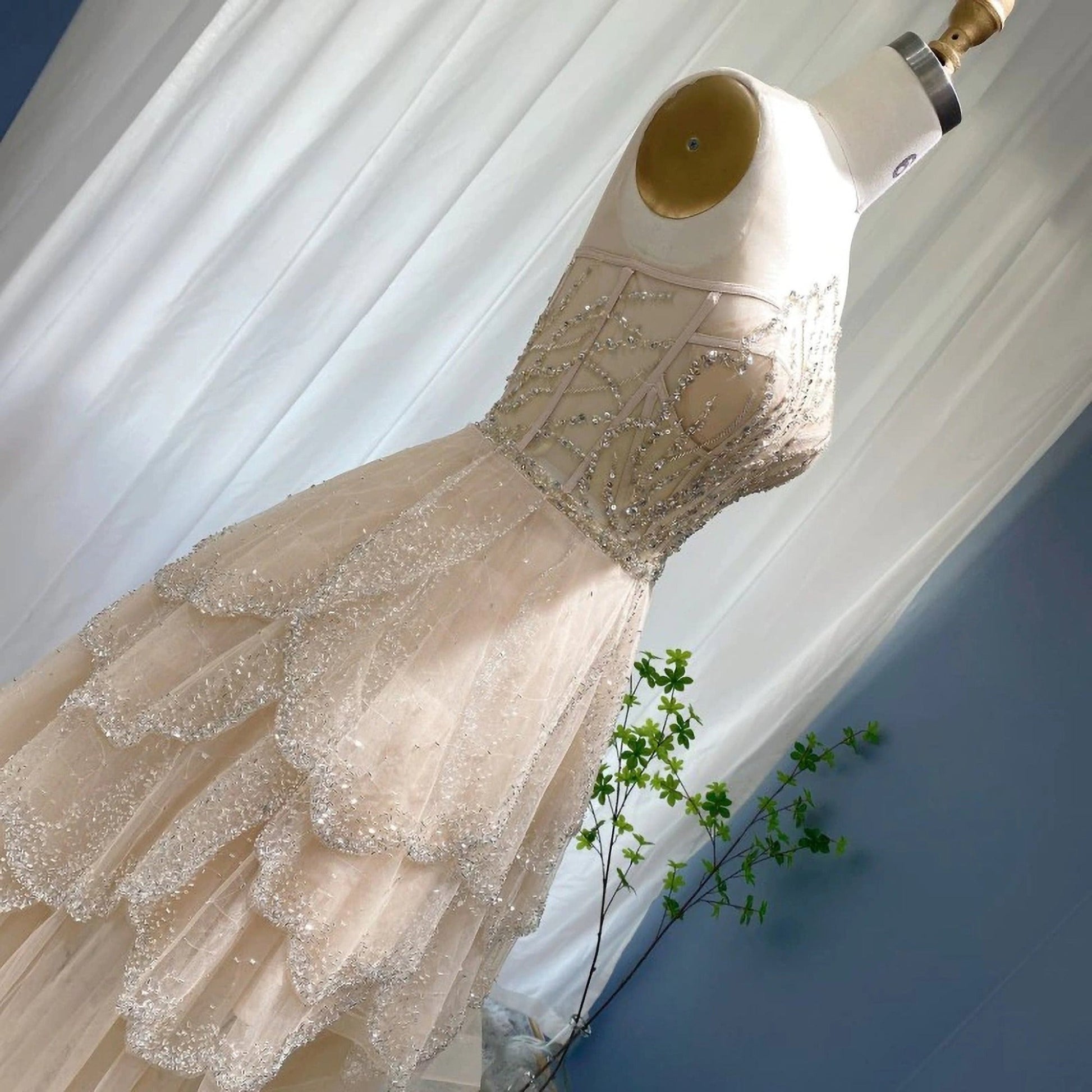 Beaded Floral Petal Tiered Fairy Dress BOUGIE GLITTER Beaded Floral Petal Tiered Fairy Dress BOUGIE GLITTER