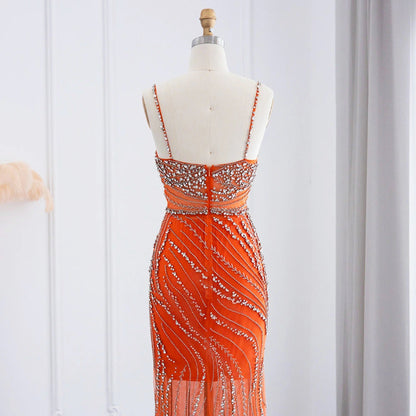 Orange or Mint Spaghetti Strap Rhinestone Dress