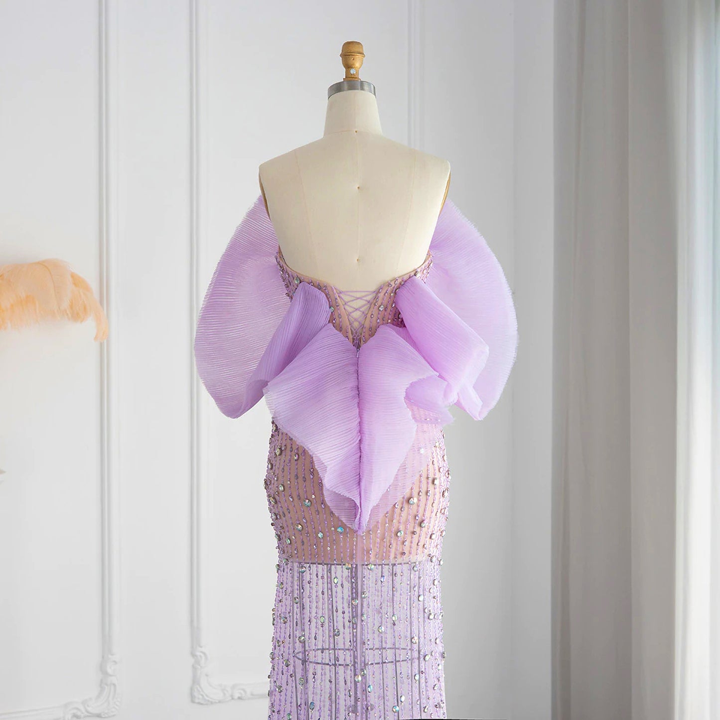 Lilac Sequin and Rhinestone Avant Garde Tulle Dress